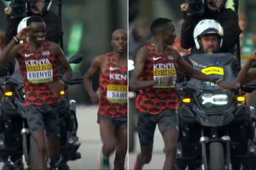 Daniel Simiu clears the air on his finish line gesture to Sabastian Sawe in the men's 21km race in Riga