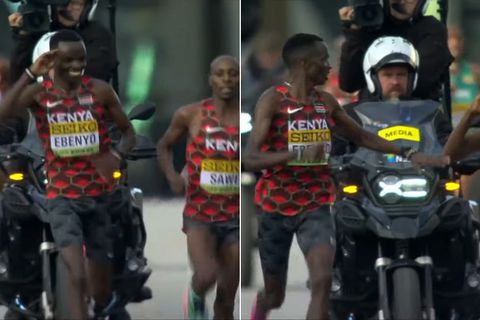 Daniel Simiu clears the air on his finish line gesture to Sabastian Sawe in the men's 21km race in Riga