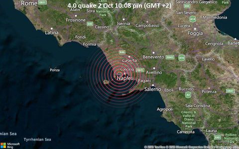 Moderate magnitude 4.0 earthquake 10 km southwest of Naples, Italy || Image credit: Volcano Discovery