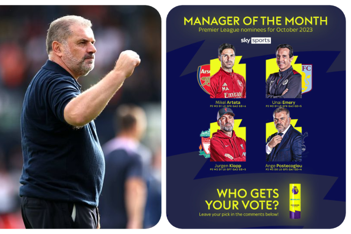 Ange Postecoglou nominated for Manager of the Month