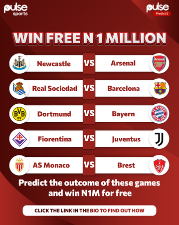 Pulse Sports prediction game: Enter your week 11 predictions for a chance to win ₦‎1 million