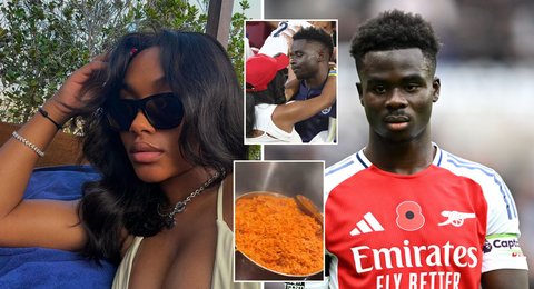 ‘Wife material’ Tolami Benson cooks Jollof rice and plantain for Bukayo Saka following Arsenal defeat