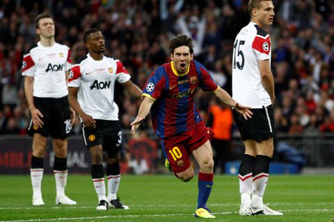 Lionel Messi in 2011 against Manchester United