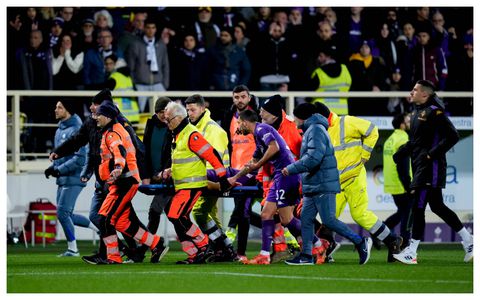 Worrying scenes as Fiorentina star rushed to hospital after collapsing against Inter Milan