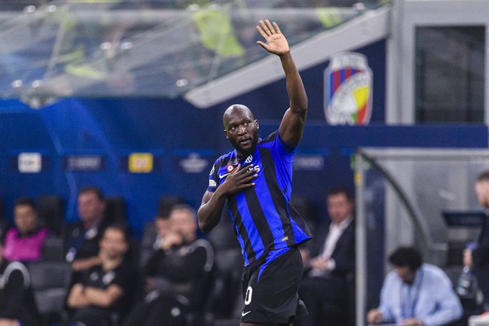 Milan, Italy - October 26: Romelu Lukaku of Internazionale celebrates his goal during the UEFA Champions League group C match between FC Internazionale and Viktoria Plzen at San Siro Stadium