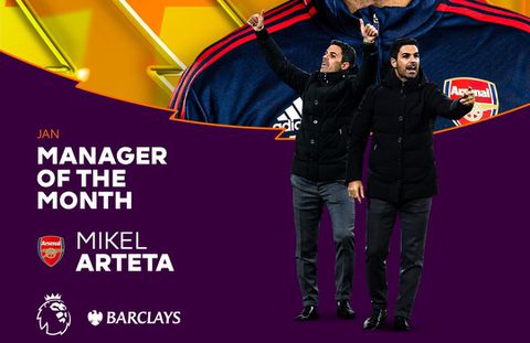 Arsenal's Mikel Arteta wins third Premier League manager of the Month award