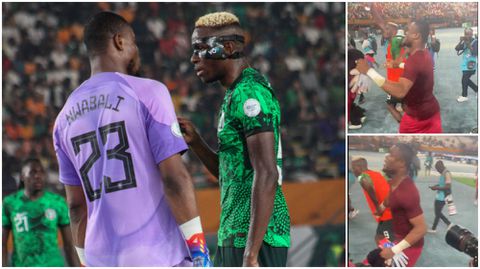 [WATCH]: Osimhen's classy gesture to Nwabali after Angola masterclass
