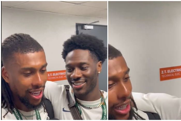 Alex Iwobi and Ola Aina after the game against Angola.