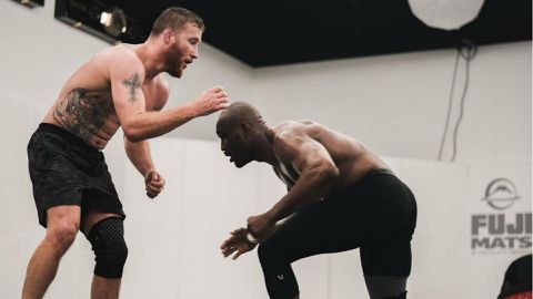 Kamaru Usman shows off training with Justin Gaethje