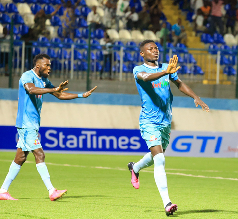 Remo Stars hero Adams Olamilekan wheels off after his late winner.