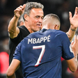 Luis Enrique welcoming Kylian Mbappe for an embrace after the Frenchman scored for PSG || Image credit: Imago