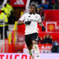 Calvin Bassey of Fulham FC runs with the ball during the Emirates FA Cup 2024 25 5th Round match between Manchester United, ManU FC and Fulham FC at Old Trafford on March 02, 2025 in Manchester, England. (Richard Callis SPP)