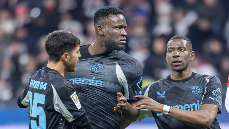 Victor Boniface involved in an altercation with Bayer Leverkusen teammates | Imago