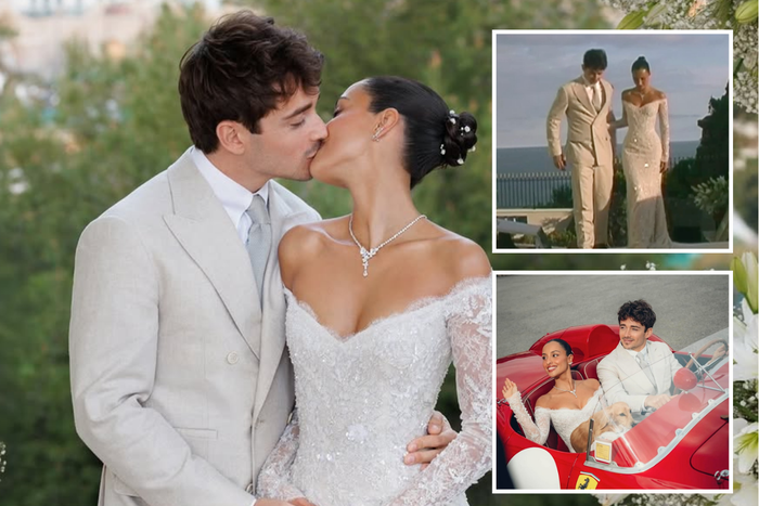 Charles Leclerc and Alexandra Saint Mleux lock lips as beautiful photos from Monaco wedding revealed