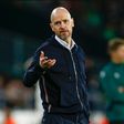 Manchester United manager Erik ten Hag gestures during Europa League match.