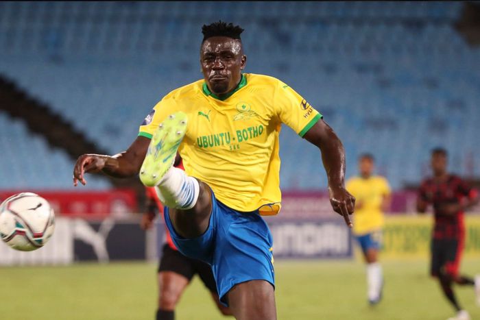 Harambee Stars defender Brian Mandela in action for Mamelodi Sundowns.