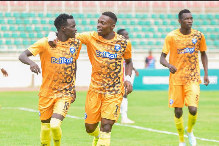 AFC Leopards celebrate after FKF Cup goal against Murang'a Seal.