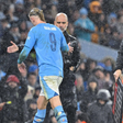 Pep Guardiola manager of Manchester City claps Erling Haaland of Manchester City hand as he is substituted || Image credit: Imago