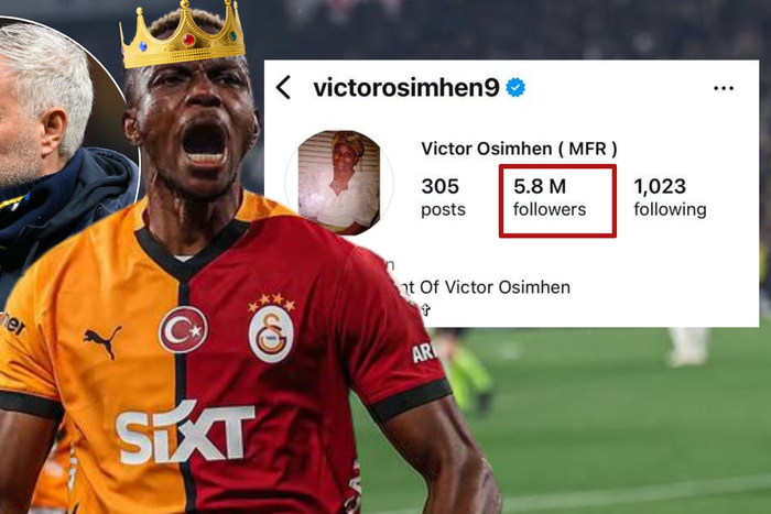 Osimhen rises by 100,000 followers after destroying Mourinho’s Fenerbahce in Turkish Cup