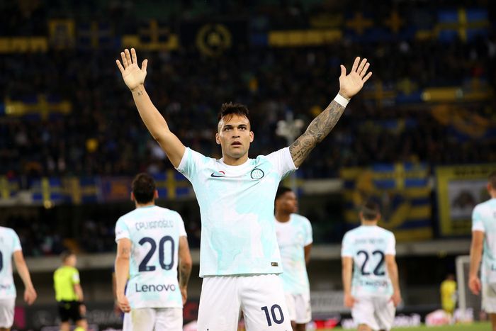 Lautaro Martinez scores for Inter Milan against Hellas Verona