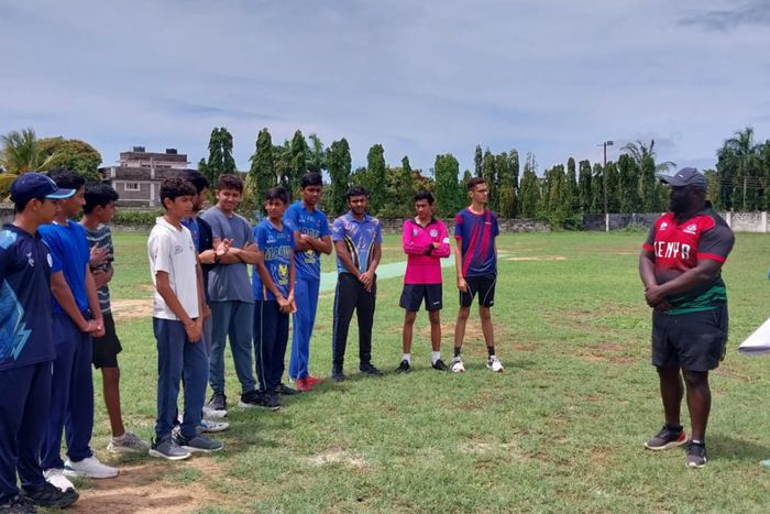 Some of the junior players being addressed