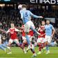 Manchester City's John Stones in action against Arsenal.