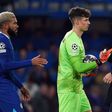 Reece James, Kepa Arrizabalaga and Frank Lampard of Chelsea.