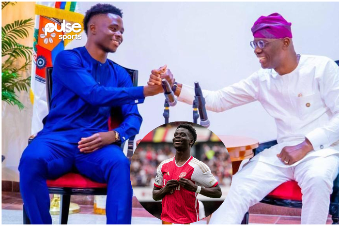 Bukayo Saka meets Lagos state governor Sanwo Olu |Pulsesports.ng