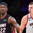 Miami Heat star Jimmy Butler up against the Denver Nuggets' Nikola Jokic