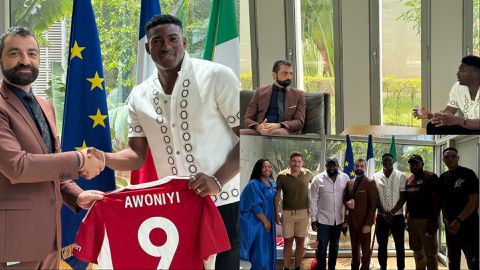 Taiwo Awoniyi: Super Eagles star teams up with France Ambassador to Nigeria ahead of Paris Olympics