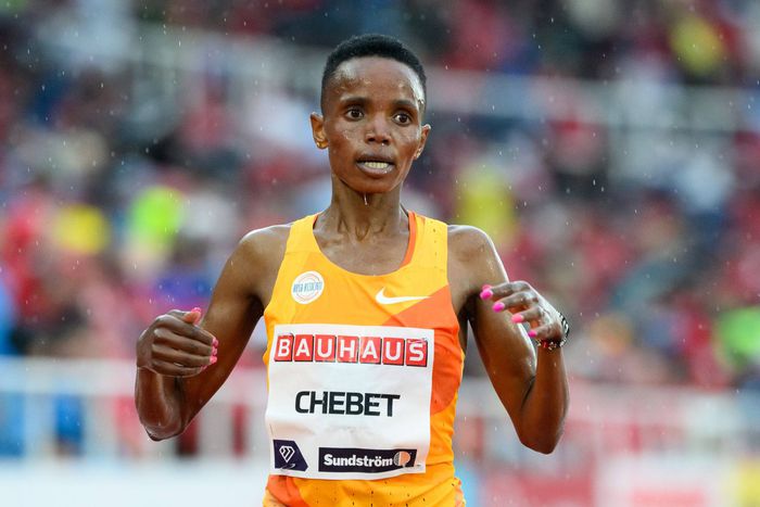 Beatrice Chebet of Kenya competes in women s 5000 meters during Bauhaus-galan, part of the Diamond League series, on July 2, 2023 in Stockholm.