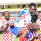 Nzoia Sugar players celebrate a goal by Joseph Mwangi.
