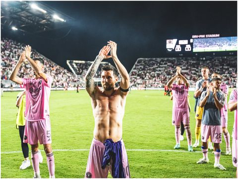 Lionel Messi after another Inter Miami win. (Photo Credit: Inter Miami/Twitter)