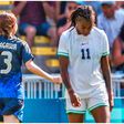 Nigeria's Jennifer Echegini (right) dejected after the loss to Japan. || X