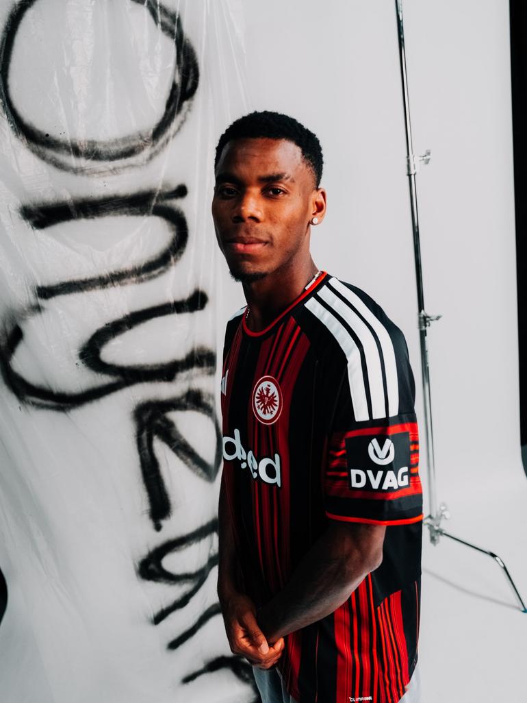 Raphael Onyedika in Frankfurt kit after his unveiling.
