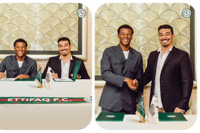 Georginio Wijnaldum joins Al-Ettifaq || Photo Credit: Ettifaq Club/X