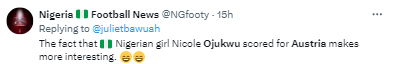 See what Ghanaians are saying about Nigerian-born Nicole Ojukwu who scored the winner for Austria at 2024 FIFA U-20 World Cup.