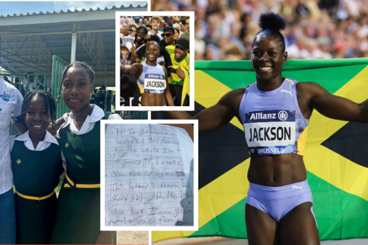 Shericka Jackson shares emotional letters recieved from two little fans || Collage: Pulse Sports Image credit: Imago/SherickaJacko(IG)