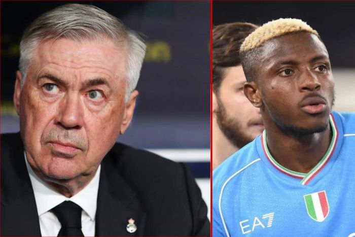 Real Madrid boss Carlo Ancelotti and Napoli star striker Victor Osimhen || Image credit: GOAL/PulseSports collage