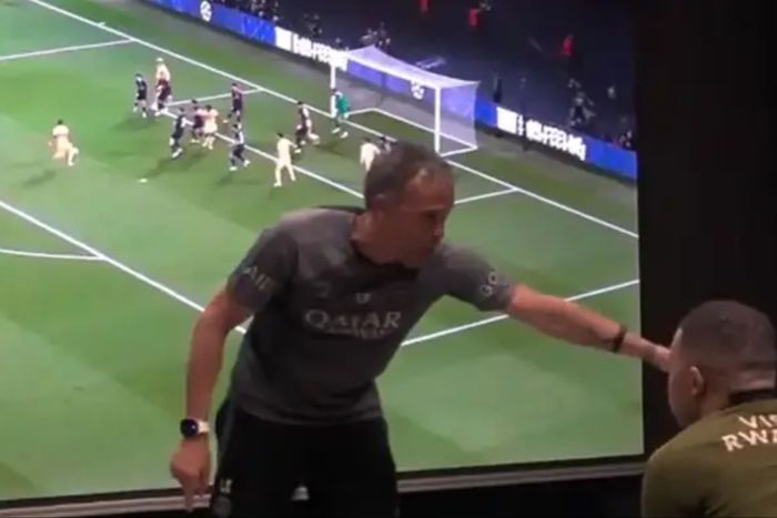 In a viral video, PSG manager Luis Enrique blasted Kylian Mbappe with Michael Jordan comparison for his defensive work rate.