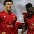 Michael Olunga after scoring for Al Duhail against Al Ryyan.