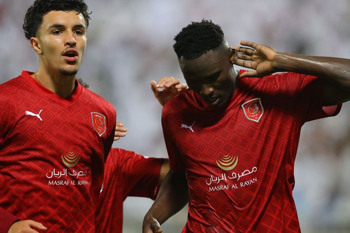 Michael Olunga after scoring for Al Duhail against Al Ryyan.