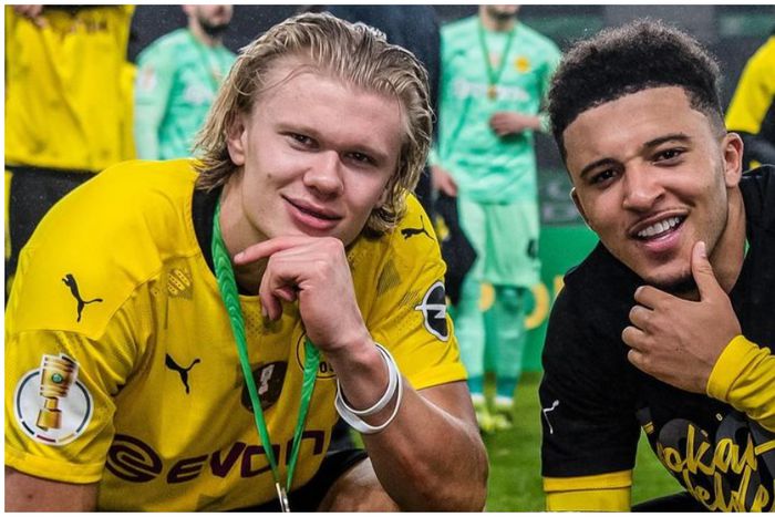 Erling Haaland and Jadon Sancho during their time together at Borussia Dortmund.