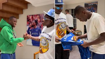 Nicolas Jackson and Zlatan Ibile: Chelsea star gifts jersey to Nigerian musician