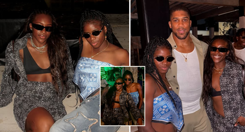 Anthony Joshua links up with beautiful Super Falcons duo Michelle Alozie and Esther Okoronkwo