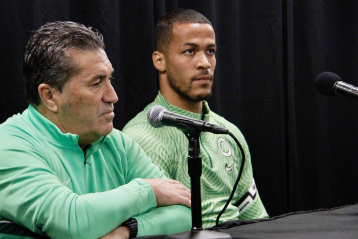 Jose Peseiro and Troost Ekong at a press conference as Super Eagles coach and captain || Image credit: IMAGO