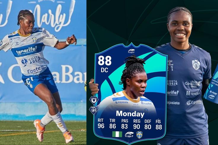 Super Falcons of Nigeria star Gift Monday has been crowned Player of the Month for February in Spain.