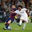 L-R Lionel Messi Barcelona, Marcelo Real, MARCH 1, 2020 - Football Soccer : Spanish La Liga Santander match between Real Madrid CF 2-0 FC Barcelona, Barca at the Santiago Bernabeu Stadium in Madrid, Spain. || Image credit: Imago