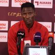 Al Duhail forward Michael Olunga speaking at a press conference ahead of the Qatar Cup final.