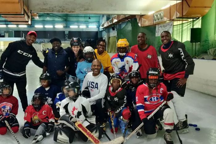 Kenya Ice Hockey alias the Ice Lions team pose for a photo